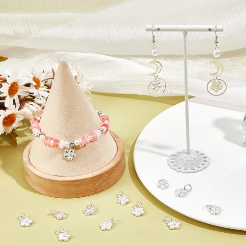 Beebeecraft 1 Box 40Pcs 14K Gold Plated Flower Charms Peach Blossom Dangle Charm Pendants with Jump Rings for DIY Bracelet Necklace Keychain Jewellery Making - Image 4