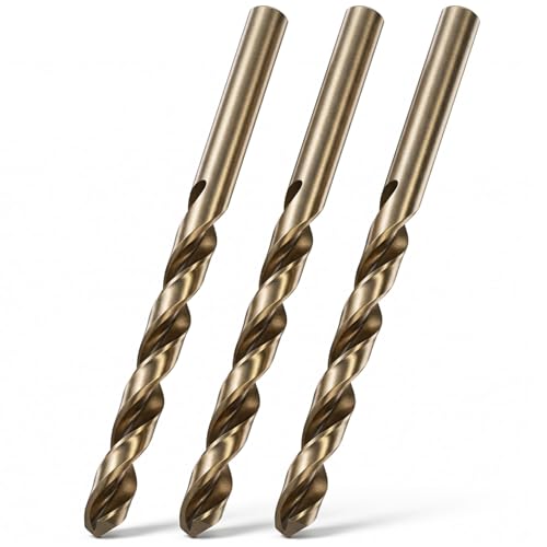 QWORK 5/16 Inch Cobalt Drill Bits 3 Pcs M35 Industrial Grade 5% Cobalt 135 Degree Split Point Fully Ground Metal Drill Bit Set for Stainless Steel Hardened Steel Cast Iron Titanium