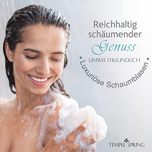 Temple Spring Recycelter Duschschwamm, Körperpeeling Badeschwamm, Luffa Schwamm, Peeling Schwamm für Eingewachsene Haare, Waschschwamm Körper, Loofah Body Scrubber, Duschschwamm Körper - Ozeanblau