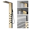 Homevacious Shower Panel Tower System with Rainfall Shower Head,5 Body Jets and Handheld Shower Head,Modern Massage Shower System Polished Gold and Black