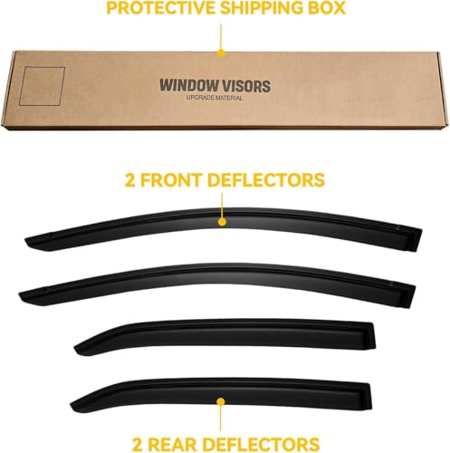 Image of Rain Guards for 2014-2019 Toyota Corolla, Out-Channel Window Visor Shields Vent Deflector Shade Wind Dark Smoke 2015 2016 2017 2018 14 15 16 17 18 19, Tape-On Outside-Mount, 4PCS