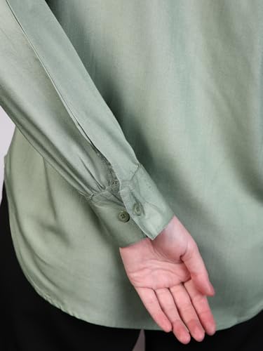 Image of Urbano Fashion Women's Modal Viscose Full Sleeve Regular Fit Casual Solid Shirt with Mandarin Collar