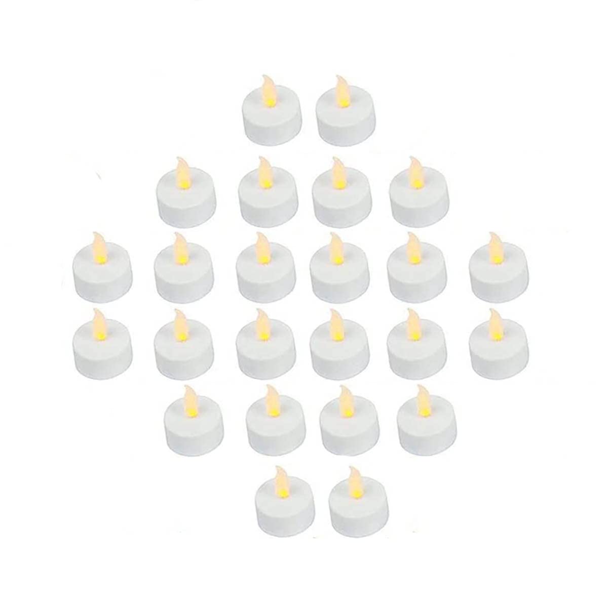 24 Pack LED Tea Lights – Bright Flickering Flameless Candles with Realistic Glow – Battery Operated with Batteries Included – Yellow