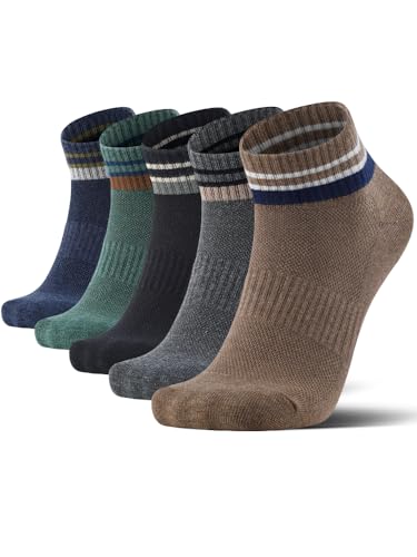 Men's Cotton Ankle Socks,Moisture Wicking Sport Socks,Low Cut hiking Socks,5 Pack