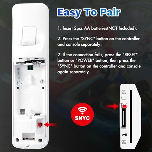Image of PORTHOLIC Wii Remote Controller, 2 Packs Upgrade Wii Wireless Controller (White and White)