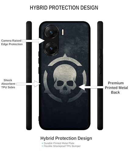 Image of Skull Pattern Print Design Premium 2D Printed Metal Back Case Cover for Vivo V29E 5G