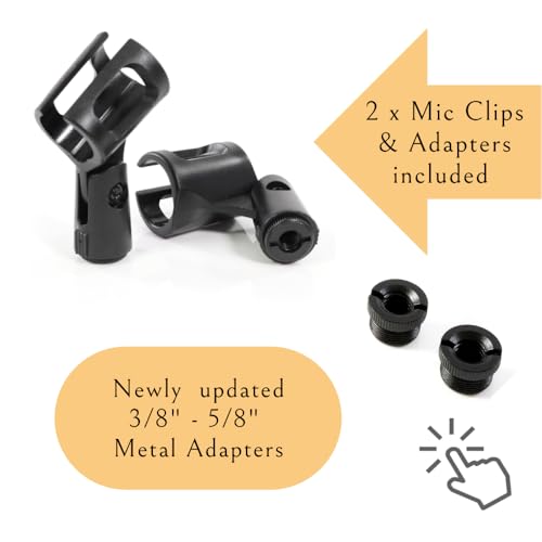 Image of Stereo Array Spacing Microphone Mount with Ruled Markings - Holds 2 Mics - X-Y and ORTF Mic T-Bar Bracket, Fits 3 /8 inch and 5 /8 inch Mic Stands with Included Adapter (MIC-BAR-CLIP-MARK)