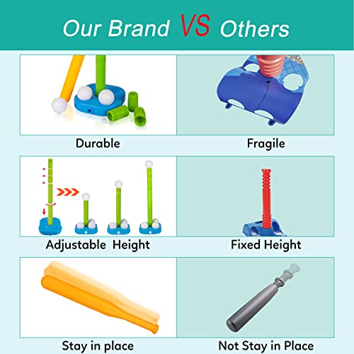 Liberry Adjustable T-Ball Set For Kids And Toddlers, Includes Kids Baseball Bat, Adjustable Height Tee Ball Stand, 4 Balls And Weighted Base, Great Sports Game Toy Gift For Boys Girls #TOP3