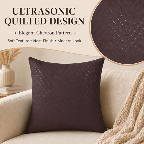 Image of RD TREND UltraSonic Microfiber Cushion Covers, 60 x 60 cm /24 x 24 inches, Set of 2, 250 TC,Back Zipper (Coffee)