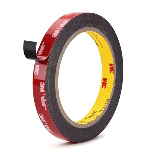 Rvhouse 3M Double Sided Tape 0.5'×18ft 5925 Black Mounting Tape Heavy Duty Waterproof Foam Tape Strong Adhesive for RV LED Strip Light Décor