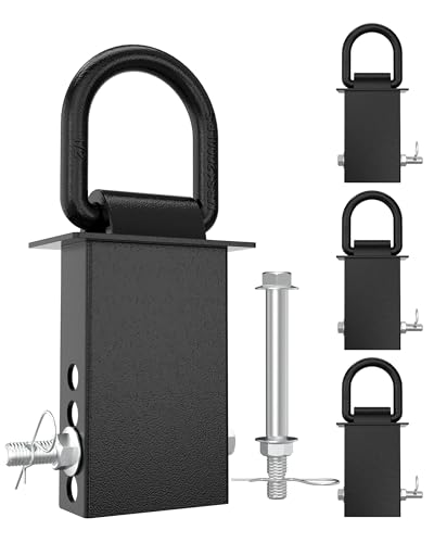 RETRUE 4PCS 18000lbs Trailer Stake Pocket D Ring with Security Bolt Nut Heavy Duty Removable Stake Pocket D Rings Tie Down Anchor for Flated Trucks and Trailers Utility Trailer Accessories Black