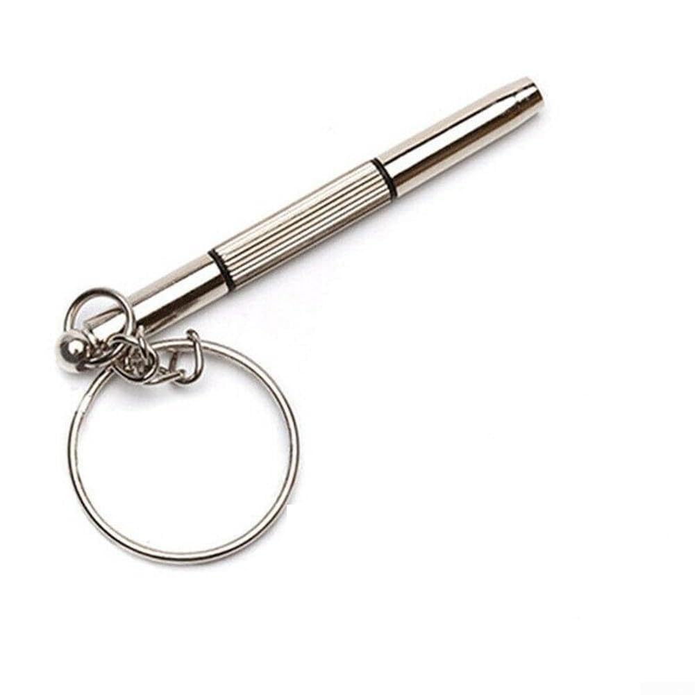 Mini3-in-1 Screwdriver Keychain for Glasses Phones Watches Stainless Steel Repair Tool with Flat Cross Star Bits Portable Eyeglass