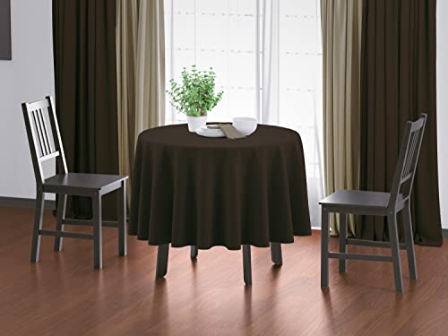 Image of HOME COLORS.IN Plain Solid Cotton 4 Seater Round Table Cover - Durable - Machine Washable - Every Day use Dining Table Cloth - 60 x 60 Inch - Brown