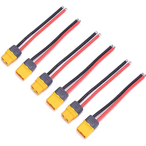 HOBBYMATE 3 Pairs XT60H Sheath Male & Femal Connectors w/14awg Power Cable for ESC, Lipo, PDB, FPV Drone Cover