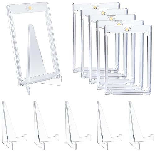 SWAWIS 5 Juegos Fundas Magnéticas Tarjetero 35PT Cartas Coleccionables Marco más Soportes Protección UV