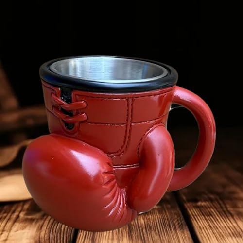 FirFiltr Boxing Glove Stainless Steel Cup Personalized Coffee Mug with Insulated Handle Insulated travel coffee tumbler Funny Boxing Gift Trainers Men Women for Sports Enthusiast Birthday Christmas