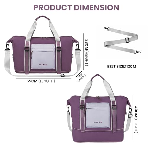 Image of Storite Expandable Travel Duffel Bag, Purple, 55x15x28 cm