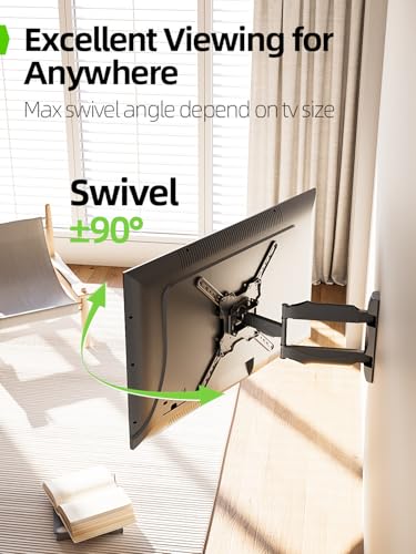 Image of USX Mount TV Wall Mount for Most 26-60 Inch TVs up to 77 lbs, Full Motion Wall Mount TV Bracket with Swivel Tilt Single Stud Design for Corner, Max VESA 400x400mm fit Most 32 40 42 43 50 55 60 TVs