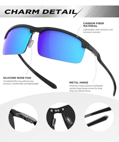 Image of ANYLUV Polarized Sunglasses for Men Carbon Fiber Sunglasses with UV400 Protection for Fishing Driving Gift
