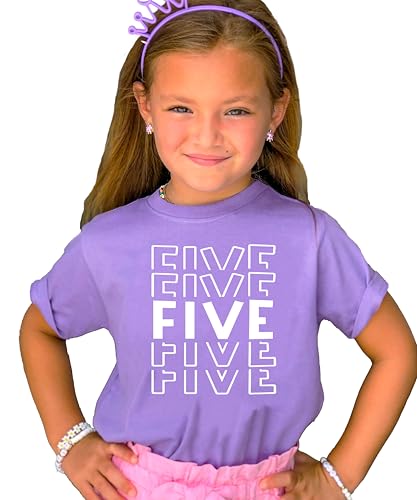 Olive Loves Apple Bold 5th Birthday Explosion T-Shirts and Raglans for Girls and Boys Fifth Birthday Outfit
