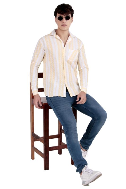 Image of Men's Khadie Cotton Long Sleeves Striped Casual Shirt