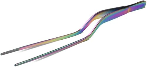 Miniatura 6 de Tereche Pinzas de acero inoxidable azul de 8 pulgadas con puntas dentadas para agarre