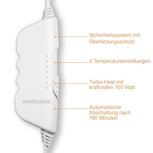 medisana HU 662 Wärmeunterbett 150 x 80 cm, Heizdecke mit Abschaltautomatik und Überhitzungsschutz, elektrische Wärmedecke für das Bett mit Wärme in 6 Temperaturstufen, waschbar