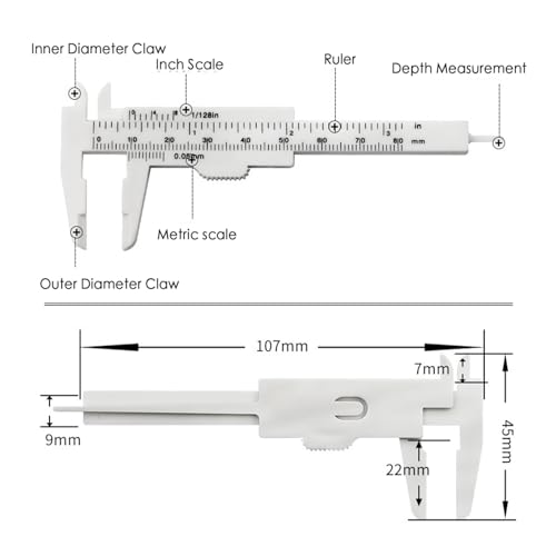 Calibrador digital plástico 80 mm mini rojo miniatura 2