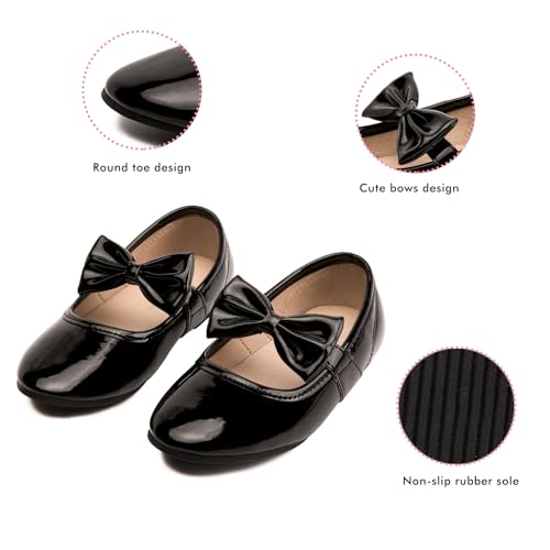 LM Toddler/Little Girls Mary Jane Dress Shoes Bow Ballet Flats for Wedding, Party, School4