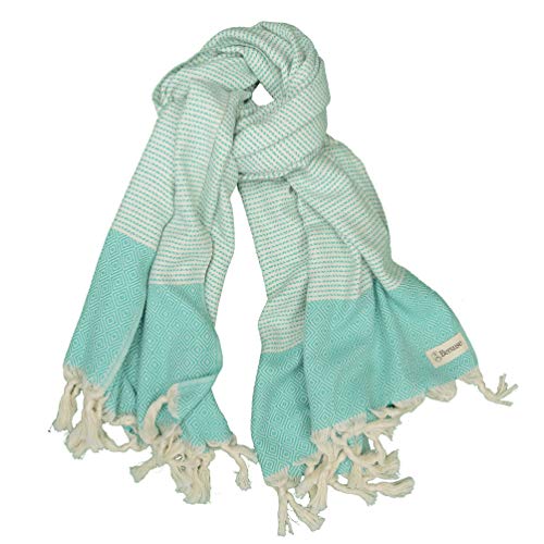Bersuse 100% Cotton Hierapolis Turkish Towel - 37X70 Inches, Mint Green #TOP3