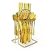 SHANMEI Set Posate, 24 Pezzi Set di Posate Acciaio Inox in Oro, Posate da Tavola per 6 Persone Compreso Cucchiai, Forchette, Coltelli, Cucchiaini, Adatto per Cena, Matrimonio, Celebrazione