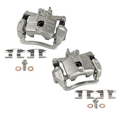 Image of TRQ Rear Brake Caliper Set Zinc Coated Brackets Hardware Compatible with 2005-2006 Saab 9-2X 2004-2008 Subaru Forester 2004-2007 Impreza