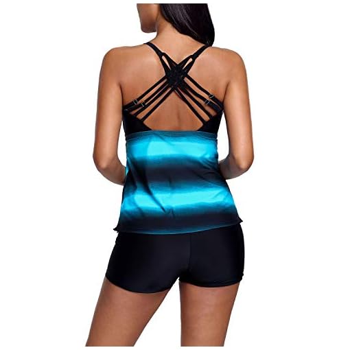 Jywmsc Sportief badpak voor dames, met kleurverloop, bikini, riempje, tankini-top met short - Image 5