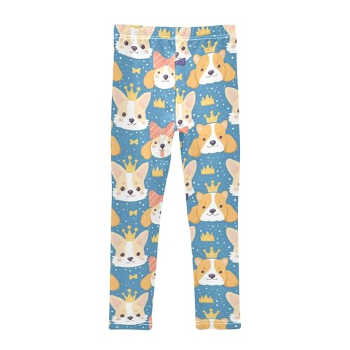 Cute Dogs Girls' Leggings Toddler Doodles Blue Dot Tie Kids Yoga Pants Dance Active Tights 4T2