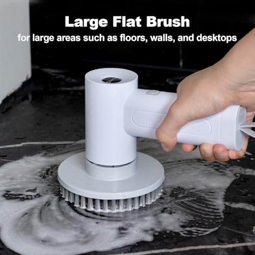 Image of Large Flat Brush Heads for Electric Spin Scrubber Cleaning Floors, Tiles, Countertops, Walls
