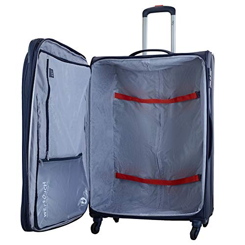 Image of Skybags Polyester 80.5 Cms Navy Blue Softsided Check-In 4 Spinner Wheels Carry-On Luggage (Stairw81Nbl), Small