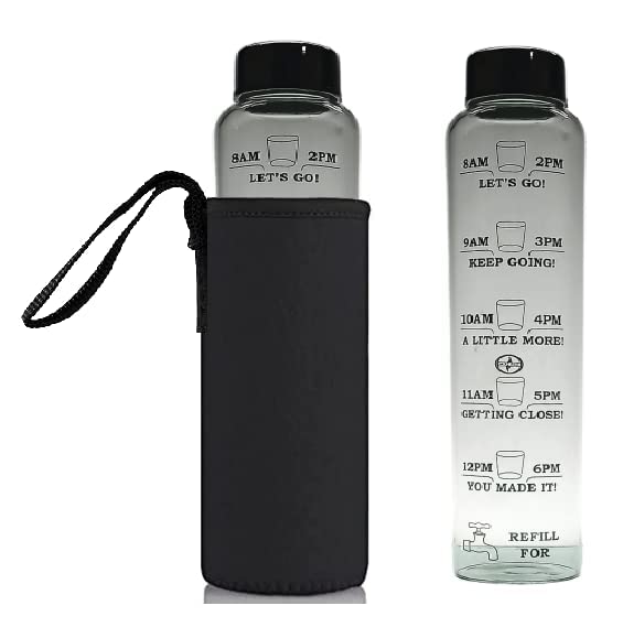 See full amazon price history chart for ISKO® Borosilicate glass water bottle 1 ltr. with motivational time marking with 2 steel caps and with protective fabric cover, Heat resistant/Dish washer/Microwave safe ISKO® Borosilicate glass water bottle 1 ltr. with motivational time marking with 2 steel caps and with protective fabric cover, Heat resistant/Dish washer/Microwave safe (B0BVB97QPM) Amazon Price History, Amazon Price Tracker