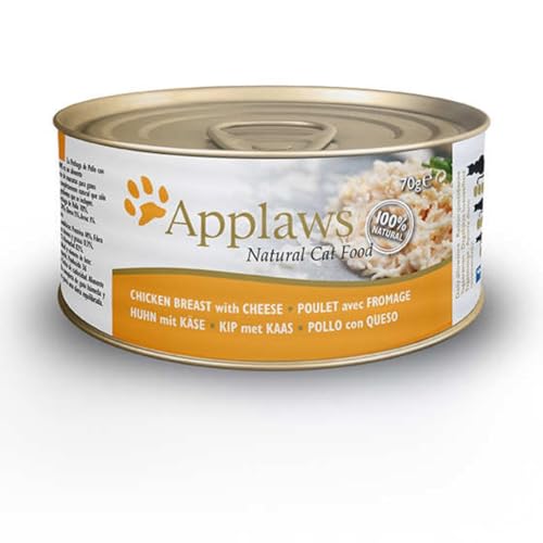 Applaws Comida Húmeda para Gatos 24 latas x 70 Gr Varios Sabores Senior Gatitos Todas Las Edades (Pollo con Queso)