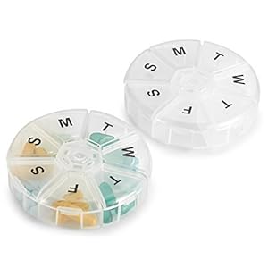 Wekelijkse Pill Organizer – (Pack van 2) 7 dagen pillen container, ronde geneeskunde organisator Box, dagelijkse week…