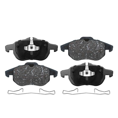 Image of Detroit Axle - Front Brake Pads for 03-11 Saab 9-3, 10-11 9-3X, 07-08 Vectra Cadillac BLS, 2004 2005 2006 2009 2010 Ceramic Brake Pads w /Hardware Replacement : 11.2 inch inch or 11.89 inch inch Rotor Diameter