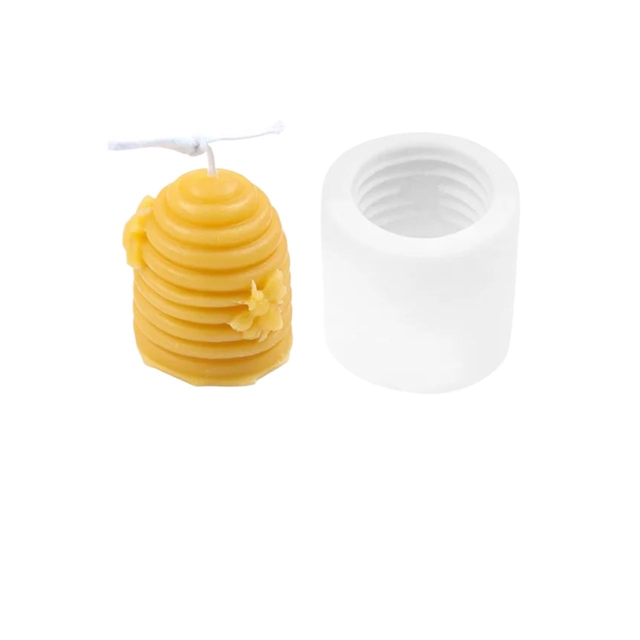 3D Flying Bee Honeycomb Candle Molds Silicone Handcraft DIY Geometric Pillar Hexagon Beehive Soap For Making for Making Soaps Bar(Bee Mold-Comb)