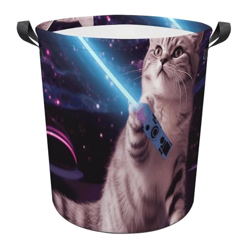 Grand panier à linge pliable chat de l'espace pour la chambre - 2