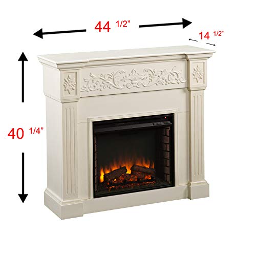 Sei Furniture Calvert Electric Carved Floral Trim Fireplace, Ivory (Fa9279E) #TOP5
