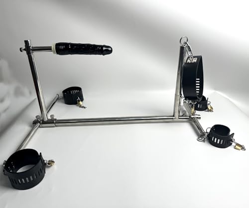 Heavy Sex Machine Duty Stainless Steel Bar Spreader with Dildo Hand Foot Collar Bondage Toture Rack Frame Handcuffs BDSM Tie Set