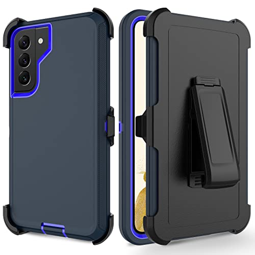 Venoro Compatible with Samsung Galaxy S22 Case 5G,Galaxy S22 Case Heavy Duty Shockproof Full Body Protect, Kickstand Case Cover with Swivel Belt Clip for Samsung S22 Case (6.1â€˜â€™, Blue)