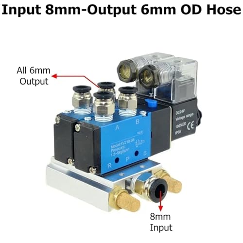 Électrovanne 4V210-08 à embase multidirectionnel et silencieux pour raccordement 8mm-6mm - 3