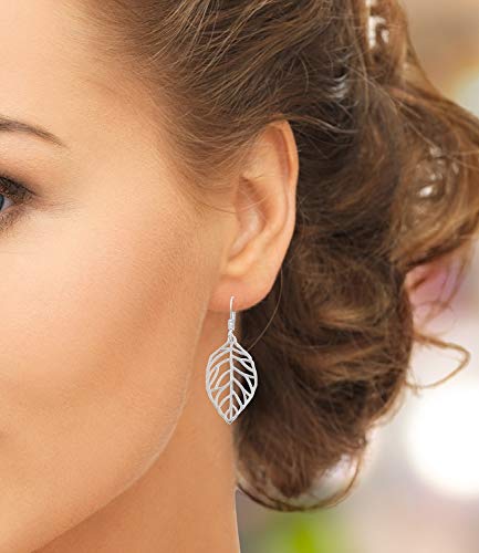 Mimi Sterling Silver Cut Out Leaf Drop Dangle Earrings #TOP2