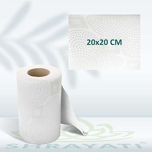 Image of Shrayati Kitchen Paper Rolls, 2 Ply, Pack of 4 | 240 Pulls | 60 Pulls x 4 Rolls | Kitchen Paper Towel | Super Soft, Highly Absorbent Kitchen Tissue Roll, Embossed Design