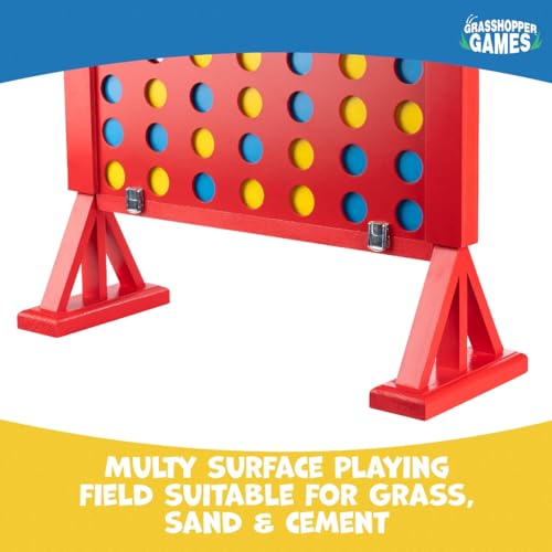Grasshopper Games | 4 in Row Game, 46 Discs and Carry Bag, Classic Four in a Line Game, Outdoor Family Game for Kids and Adults Grasshopper Games | 4 in Row Game, 46 Discs and Carry Bag, Classic Four in a Line Game, Outdoor Family Game for Kids and Adults