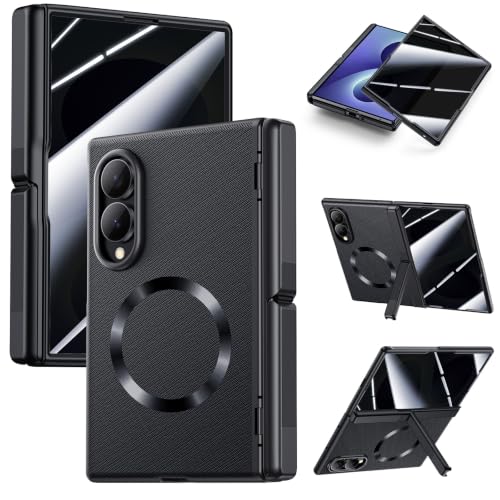LEIAU Samsung Galaxy Fold 8 �P�[�X:���U�[ �C���r�X�����O ���C�P�[�X�A�v���C�o�V�[�X�N���[���v���e�N�^�[�t���AMagSafe���C�����X�[�d�Ή��A�C���r�W�u���X�^���h�A�t���q���W�ی�A�t�H�[���h8 5G 2026�p